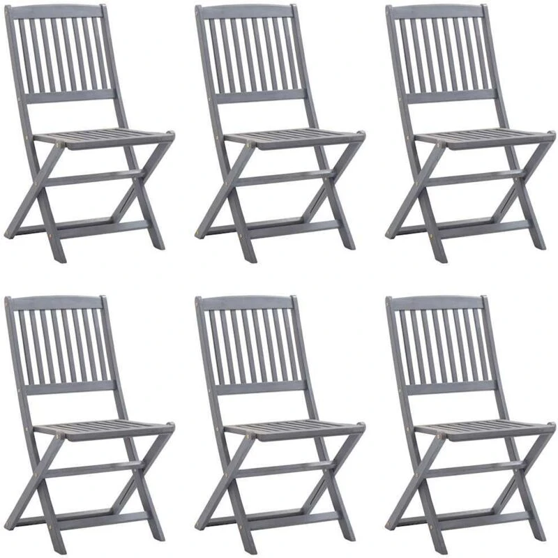 Image of VIDAXL Folding Outdoor Chairs 6 pcs Solid Acacia Wood Vidaxl 8720286297698