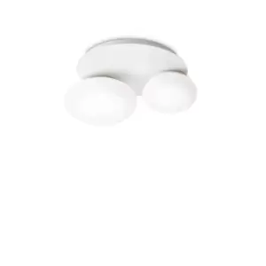 Image of NINFEA 2 Light Round DecoratiGlass Flush Ceiling Light White