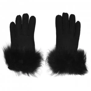 Image of Ugg Long Pile Bow Gloves - Black BLK