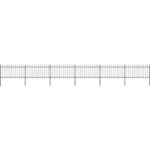 image of Garden Fence with Spear Top Steel 10.2x1 m Black Vidaxl Black