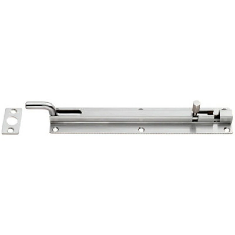 Image of Loops Cranked Barrel Surface Mounted Door Bolt Lock 200 x 38mm Satin Stainless Steel Metallics unisex