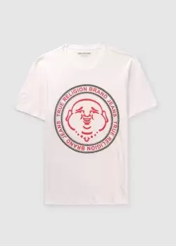 image of True Religion Mens Buddha Face T-Shirt In Optic White