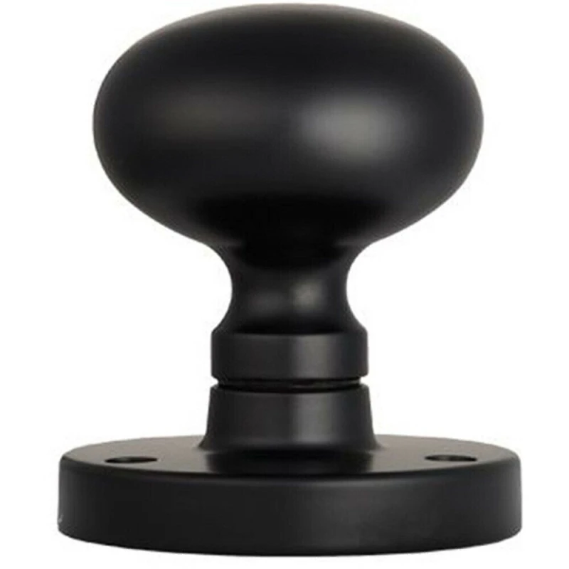 Image of Loops PAIR Mushroom Mortice Door Knob Half Sprung 52mm Diameter Matt Black unisex