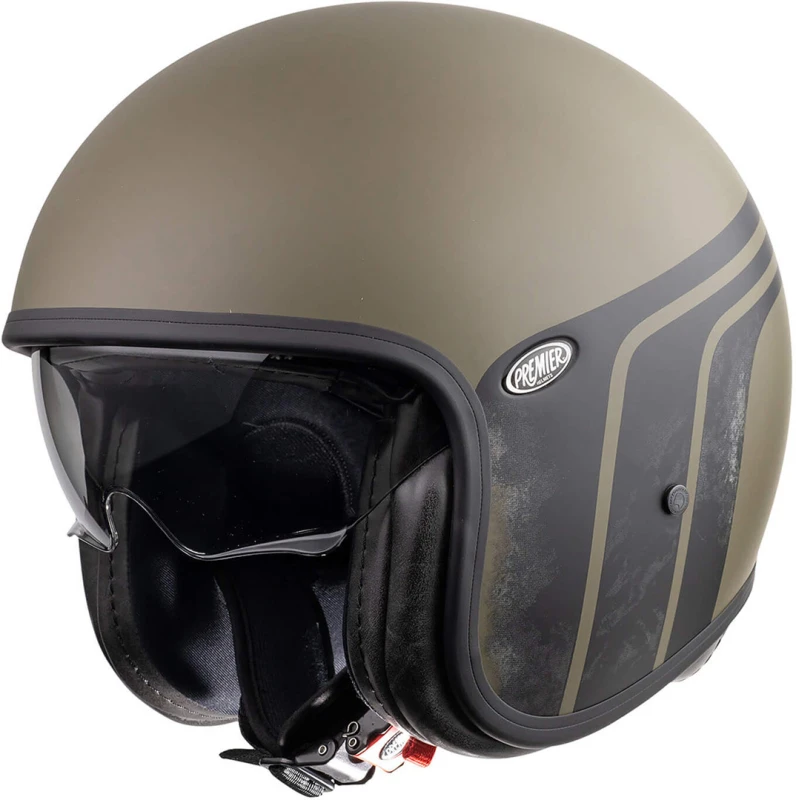 Image of Premier Vintage BTR Military Green BM Jet Helmet, black-green, Size XS for Men