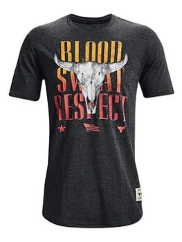 Image of Under Armour Training Project Rock Outlaw BSR T-Shirt - Black/Grey Size M Men