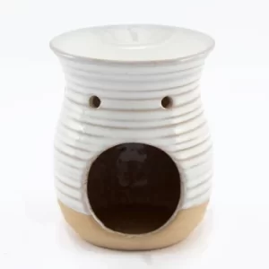 image of 10cm Cream Ribbed Oil Burner