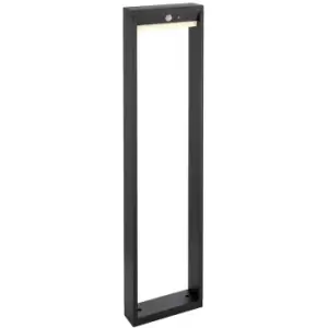 Image of Endon Dannah Modern Solar Powered LED Box Shaped Tall Bollard Lamp Textured Black, PIR Motion & Day Night Sensors, Warm White, IP44