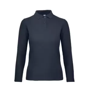 image of B&C ID.001 Womens/Ladies Long Sleeve Polo (M) (Ultramarine)