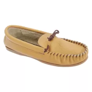 Mokkers Mens Gordon Softie Leather Moccasin Slippers (6 UK) (Tan)