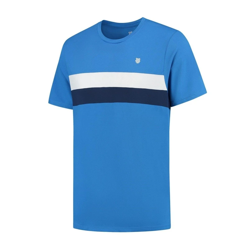 Image of K Swiss CT Strpe Crw Short Sleeve Performance T-Shirts X Small Blue 63112819310