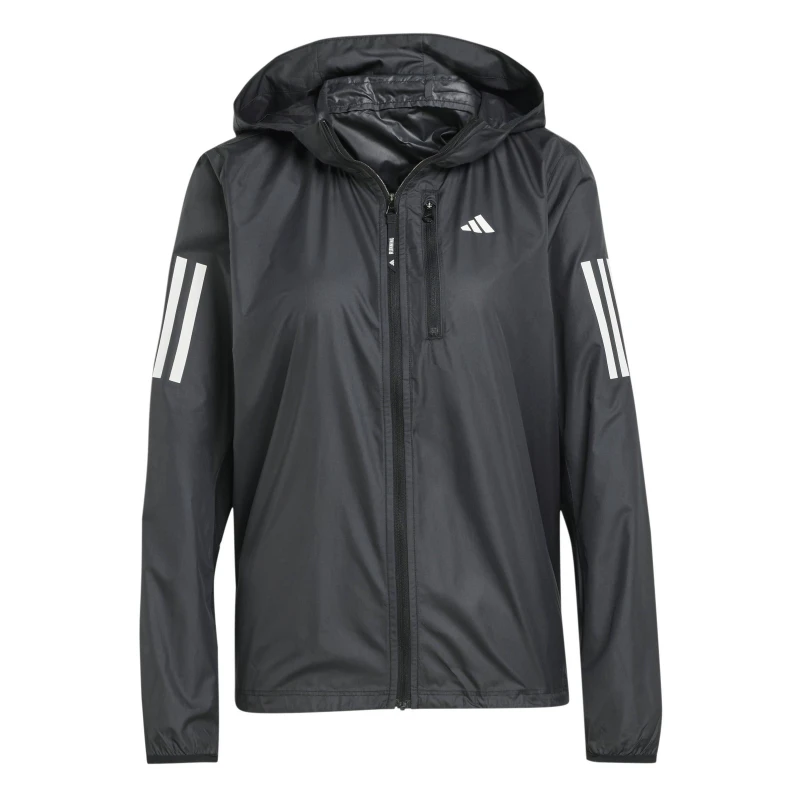 Image of adidas Womens Own The Run Water Resistant Wind Resistant Long Sleeve Performance Running Jacket Black female 16 (XL)