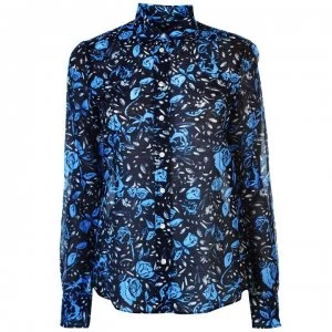 Image of Gant Silk Print Blouse - 410 MARINE