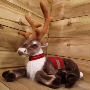 Image of Samuel Alexander - 44cm Sitting Fabric Plush Reindeer / Stag Christmas Decoration / Ornament