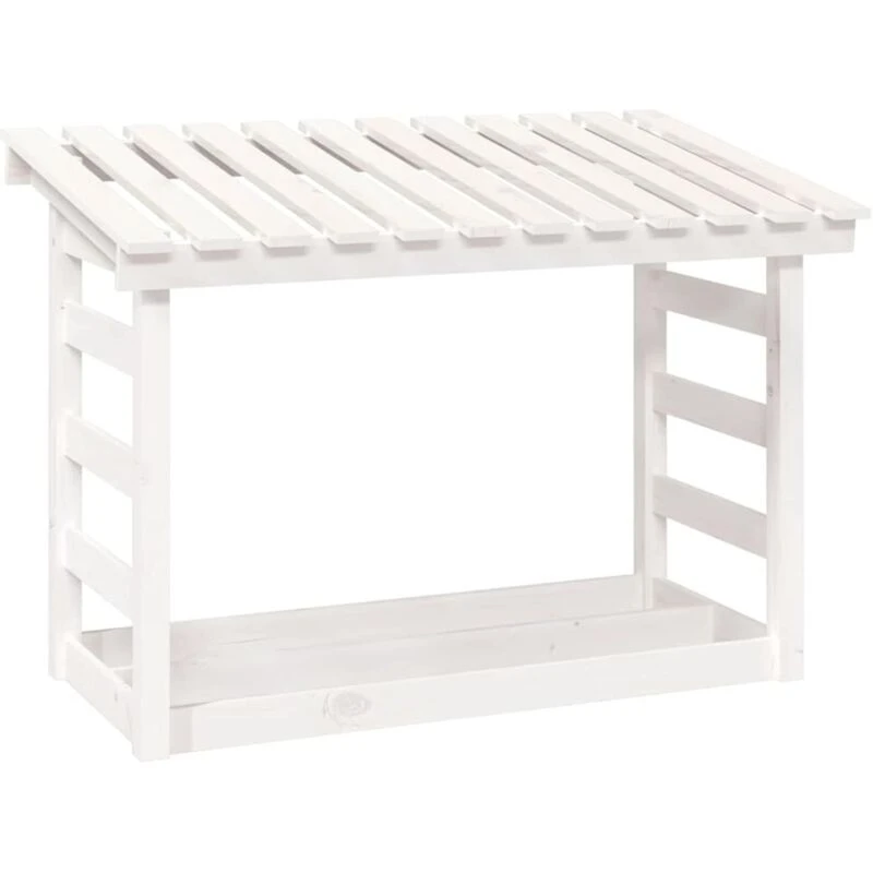 Image of vidaXL Firewood Rack White 108x64.5x78cm Solid Wood Pine, White 822443