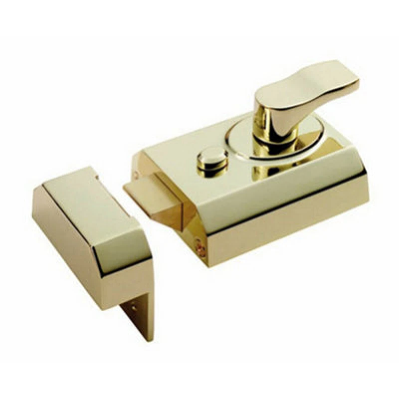 Image of Loops Contract Rim Cylinder Nightlatch 60mm Electro Brassed Door Security Lock Metallics unisex