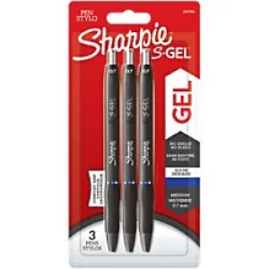 Image of Sharpie Retractable Gel Pen 0.7mm Blue Pack of 3