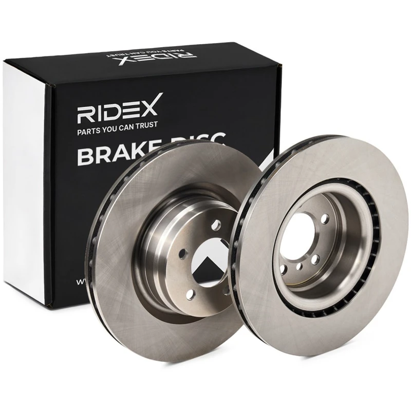 Image of RIDEX 82B0928 Brake disc Front Axle, Vented, Cast Iron, Uncoated, Untreated, without bolts/screws Cast Iron Brake Disc (82)