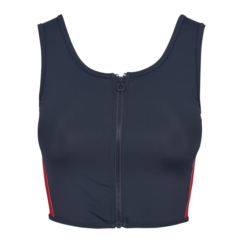 Image of Urban Classics Womens crop top Urban Classic Stripe zip Bleu Female M