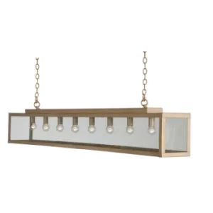 image of Zenia 8 Light Straight Bar Pendant Ceiling Light Beige Gold