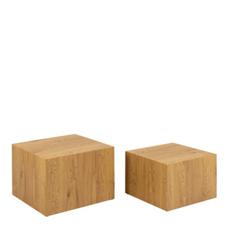 Image of Furniture To Go Dice Square Coffee Table Set In Oak Effect
