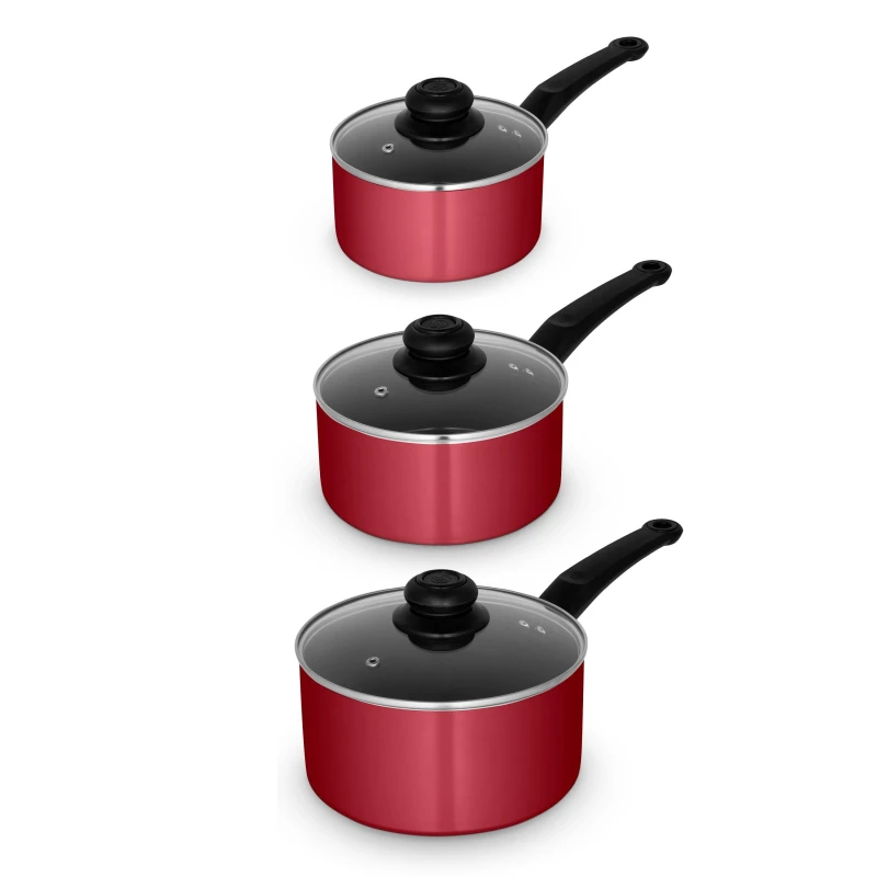 Image of Swan 3 Piece Townhouse Saucepan Set Red ONE SIZE