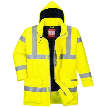 Image of Portwest - S778YER4XL - sz 4XL Bizflame Rain Hi-Vis Antistatic FR Jacket - Yellow