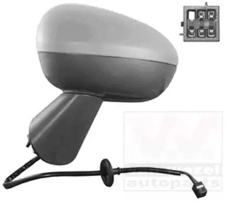 Image of VAN WEZEL 3860807 Wing mirror * HAGUS * Left, black, Heatable, partially primed Outside Mirror (50)
