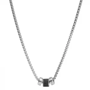 Image of Fossil Caravan Mens Stainless Steel Black Lava Necklace