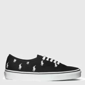 Image of Polo Ralph Lauren Mens Keaton Canvas Low Top Trainers - Black/White - UK 11