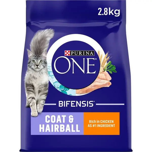 image of Purina One Coat and Hairball Chicken Dry Cat Food 2.8kg