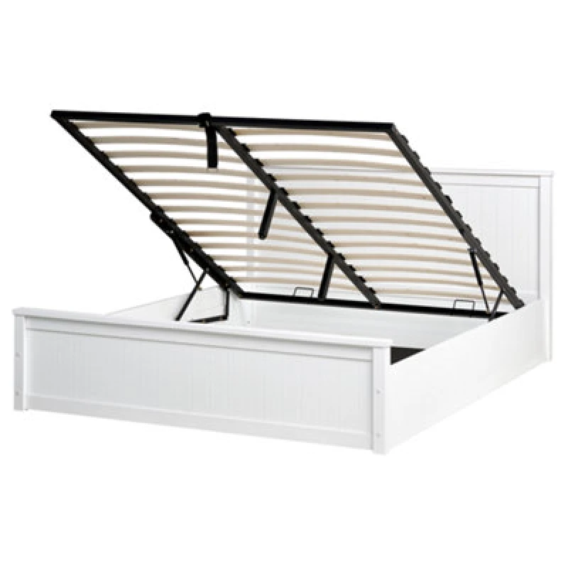 Image of Beliani Ottoman Bed Pine Wood Lambres 160 X 200 Cm (Eu King Size) White