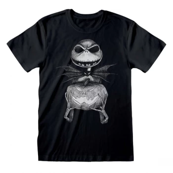 image of Nightmare Before Christmas - Jack Sketch Unisex Large T-Shirt - Black