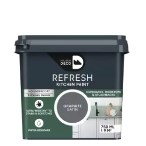 Image of Maison Deco Refresh Kitchen Cupboards, Worktops & Splashbacks Paint Graphite - 750ml
