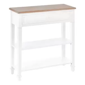 Image of Homcom 80X75Cm Console Table With Drawer 2 Shelves Worktop Handle Retro White