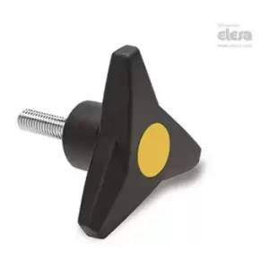 Image of Elesa - soft Three-arm knob-VB.839/80 p-M10x30-Soft-C4 Yellow