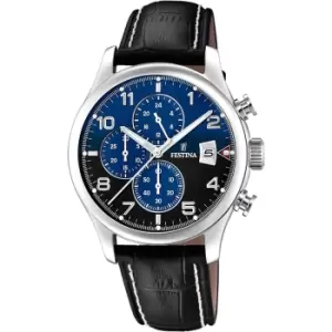 Image of Festina F20375/7 Mens Chronograph Leather Strap Wristwatch