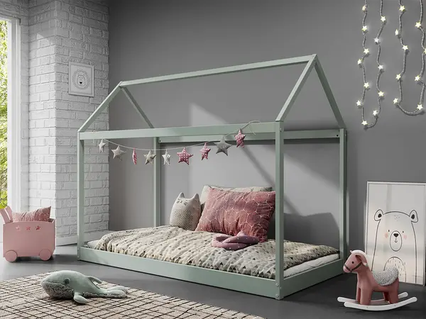 Image of Home Detail Taylor Wooden Kids Montessori House Bed Green