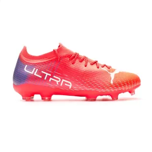 image of PUMA Ultra 3.3. FG/AG Youth Football Boots, Sunblaze/White/Bluemazing, size 1.5, Shoes