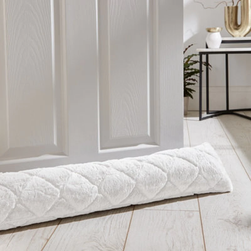 Image of Catherine Lansfield Catherine Lansfield 'Cosy Diamond' Draught Excluder in White White One Size Unisex 5057681158075