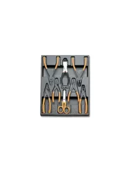 image of Beta Tools T140 8pc Circlip Plier & Scissors Set in Hard Tray for Roller Cabs