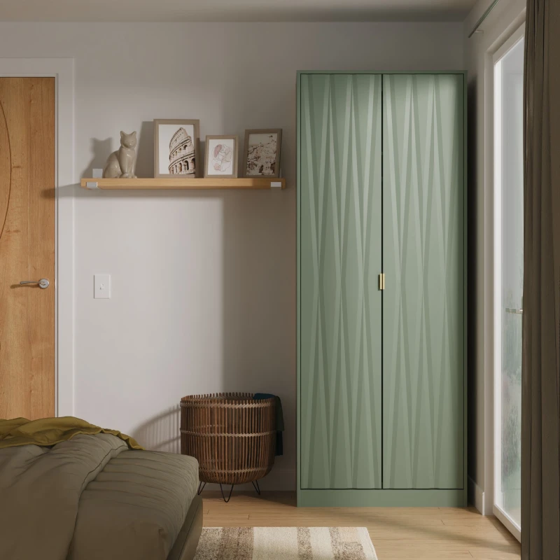 Image of Welcome Furniture Ready Assembled Las Vegas Tall Plain Wardrobe In Reed Green LVF080RGRG