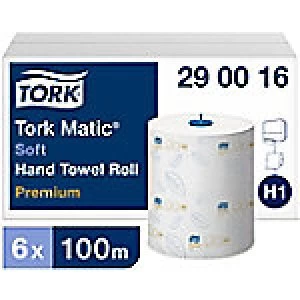 image of Tork Hand Towels H1 Matic Premium 2 Ply Rolled White 6 Pieces of 408 Sheets