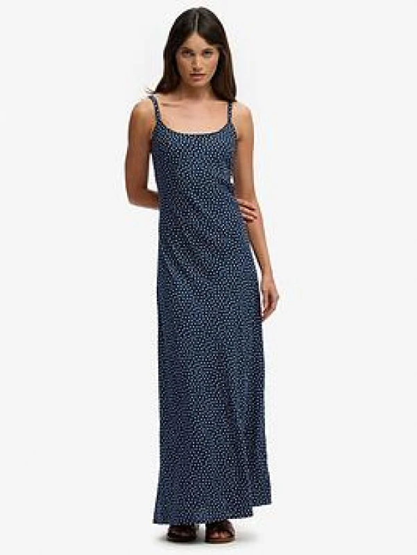 Image of Superdry Printed long camisole dress For Her Superdry Cami Bleu Female S