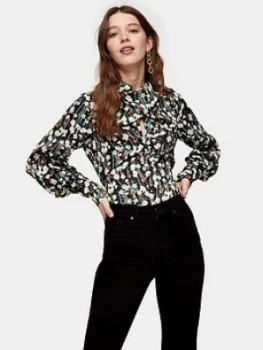 Image of Topshop Twist Neck Oriental Blouse - Multi, Size 10, Women