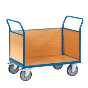 Image of Fetra Beech Veneer 3 Sided Platform Trolley 1000 x 600mm - 600kg