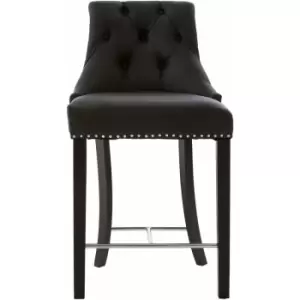 Image of Black Chair for Bedroom Stud Detailing Dressing Table Chair Faux Leather Accent Chair For Bedroom Dining Chair W56xD61xH102 - Premier Housewares