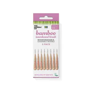 image of The Humble Co Bamboo 0.4mm Pink Interdental Pink Brush 8Pcs