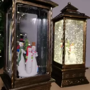 Image of 27cm Dual Power LED Water Spinner Christmas Decoration Snowman Scene in Warm White