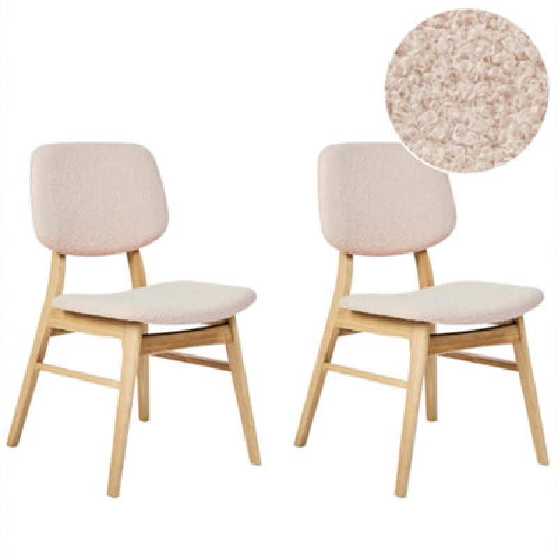 Image of Beliani Set Of 2 Dining Chairs Elaine Boucle Light Brown/ Beige
