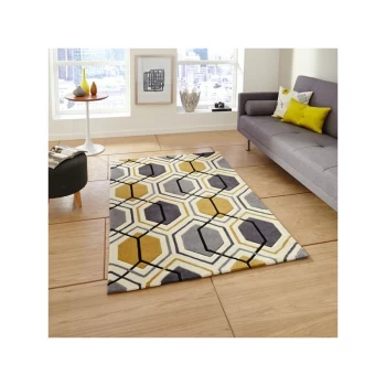 Image of HK 7526 Grey Yellow 150cm x 230cm Rectangle - Grey and Multicoloured